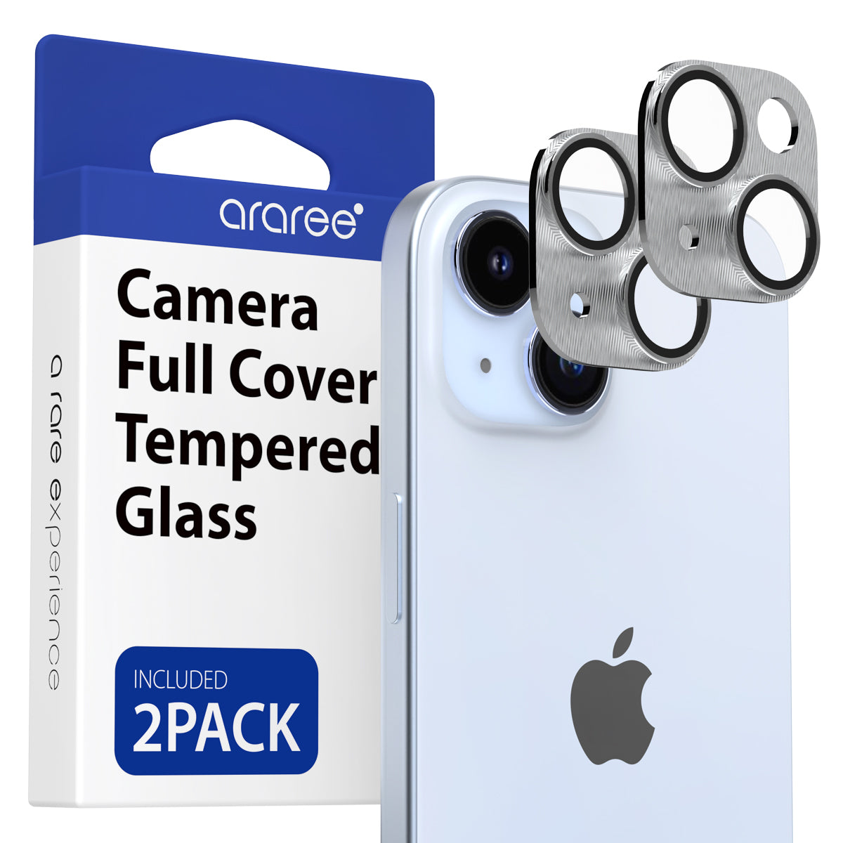 iPhone 15 | iPhone 15 Plus 2-Pack Protective Camera Shield by Araree in Silver